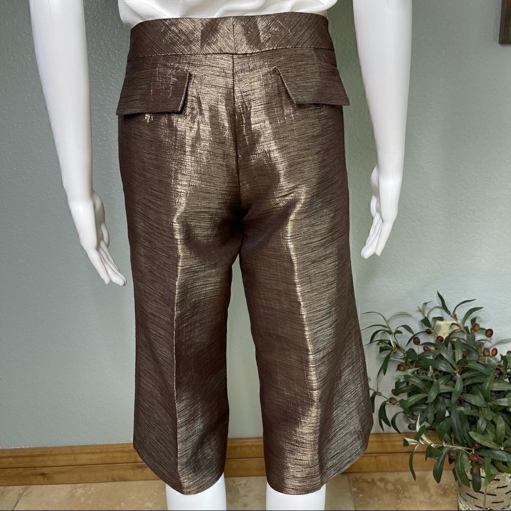 Cache Textured Bronze Capris Gaucho Pants Size 4 - Picture 11 of 12
